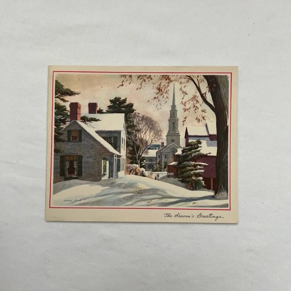 4 Christmas Cards VINTAGE Unbranded Unused WITH Names NO Envelopes 1949 - 1952